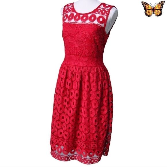 Ricki’s Crochet Overlay Fit and Flare Midi Dress Size 0 - Picture 1 of 6